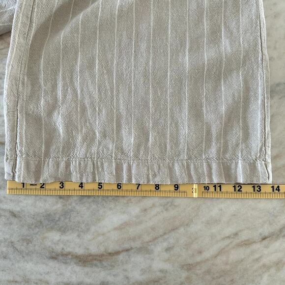 Linen Blend Wide Leg Jumpsuit Pant XL Button Front Boho White and Beige Resort - Picture 8 of 8